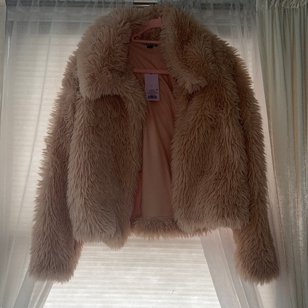 Women's Soft Pink Faux Fur Jacket